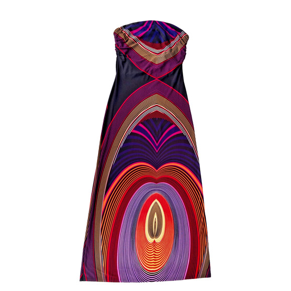 Papillon Strapless Dress Maxi MEDIUM Multicolor Slip on Styling Abstract Print - Picture 5 of 8